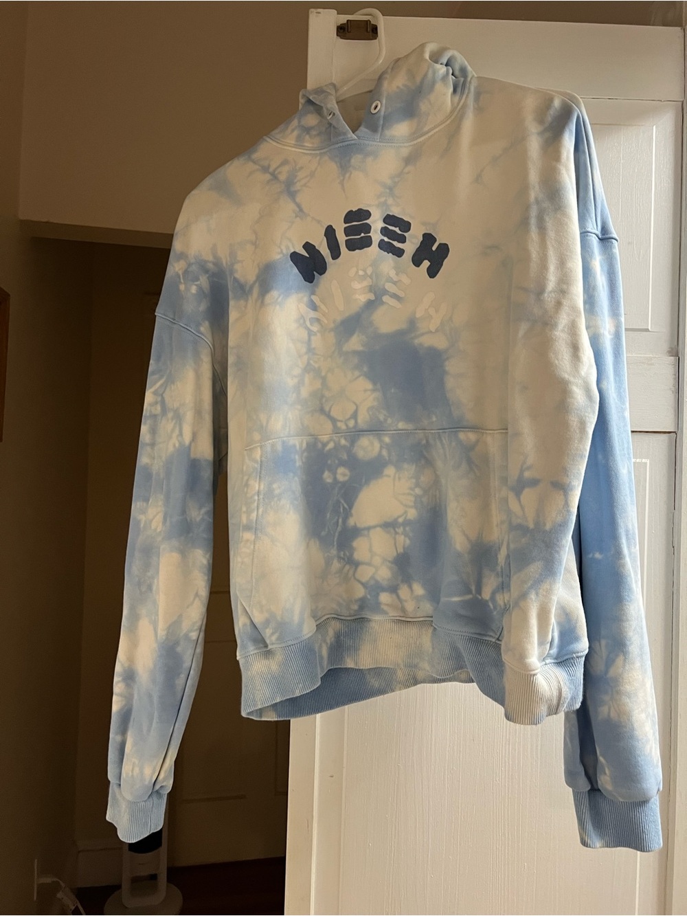 Tie-Dye Blue & White Pullover Hoodie